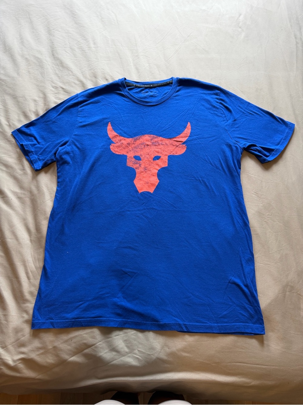 Under Armour The Rock Logo Blood Sweat Respect Blue T-Shirt Size XL